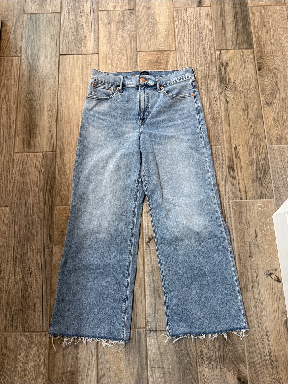 J. Crew Wide-leg Cropped Jean Frayed Hem Size 29 Cotton - Picture 3 of 10